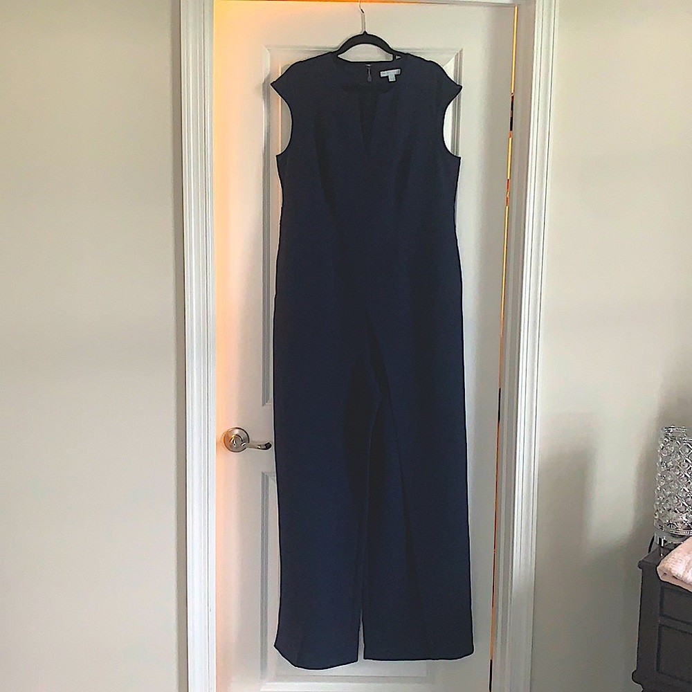 Long formal jumpsuit with front cross detail.  New York and company